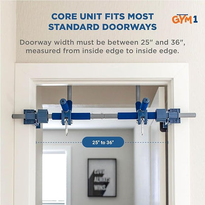 Gym1 Doorway Swing & Pull-Up Bar Gym - Pull-Up Bar Strength Training & Kids Exercise Equipment - Sensory Swing & Rope Ladder Indoor Playset - Indoor Playground for Kids - 2-Piece, Blue