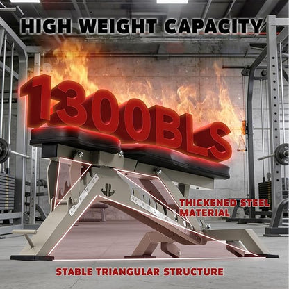 Adjustable Weight Bench 1300 lb Capacity, Foldable Workout Bench with 10 Backrest & 3 Seat Positions, Heavy Duty Home Gym Bench for Incline Decline Flat Dumbbell Training