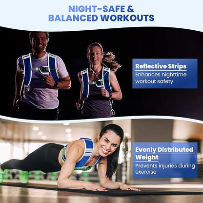 Fragraim Weighted Vest for Women Men - 8lb/10lb/12lb/16lb/22lb/25lb/30lb Weight Vest with Reflective Stripe, Detachable Phone Pouch, Ideal for Walking, Strength Training, Running, Workout, Cardio