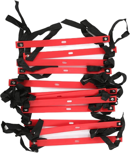 Fixed Agility Ladder for Football Soccer Training, Speed Footwork Ladder with 12 Rungs 6M, Bright Color Non - Slip Rope Ladder for Sports Exercise and Group Drills