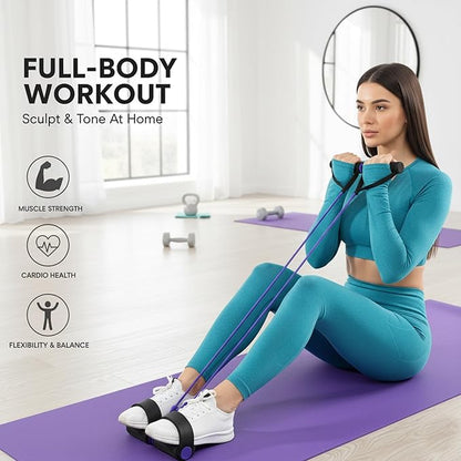 Pedal Resistance Band, 6 Tube Foot Pedal and Handles Resistance Bands Set, Multifunction Pull Up Assistance Bands for Full-Body Strength Training, Home Gym and Travel Workout Equipment