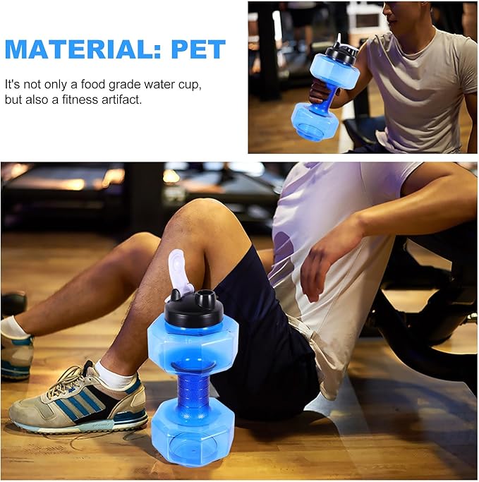 Cabilock Dumbbell Style Exercise Water Bottle 2600ml Plastic Sports Water Kettle Large Capacity for Gym Workout Hydration