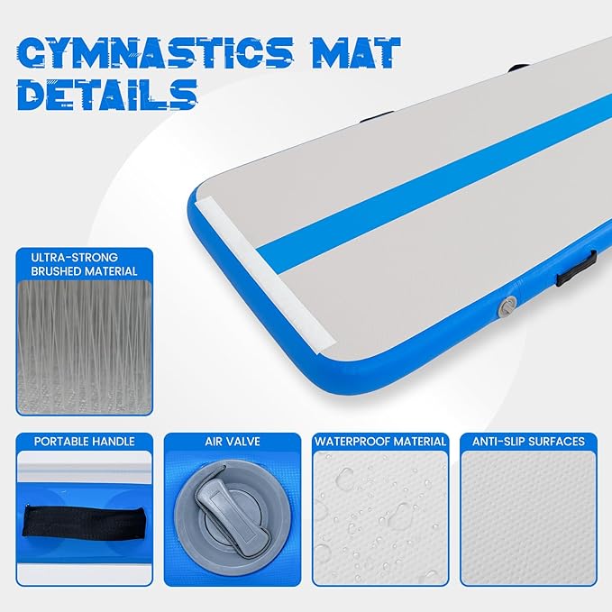 Tuxedo Sailor Inflatable Gymnastics Tumbling Mat Tumble Track Thickness Floor Mat With Electric Air Pump for Gymnastics/Training/Home/Cheerleading/Water/Gym/Yoga