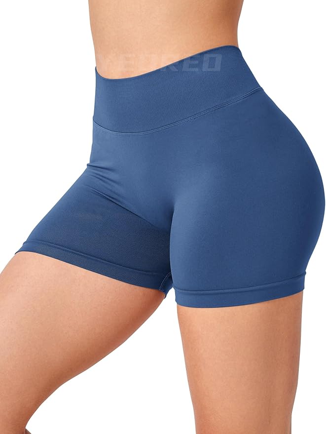 YEOREO Workout Scrunch Shorts Women V Back Gym Butt Lifting Liz High Waisted Seamless Shorts