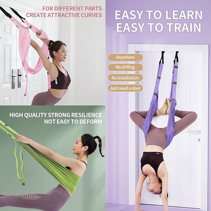 Leg Stretcher Strap Adjustable Fitness Strap Band for Waist Trainer Stretching Door Swing Flexibility Tensile Trainer with Carrying Pouch Back Bend Go Upside-Down for Yoga Practitioner Ballet Dancer Gymnastics Exercises