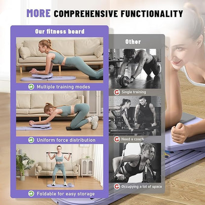 Maksone Pilates Board, Foldable Reformer Training Set, 6-in-1 Versatile Kit with Auto-Rebound Ab Roller, Home Core Workout Equipment, Tone Your Abs and Achieve a Sleek Figure