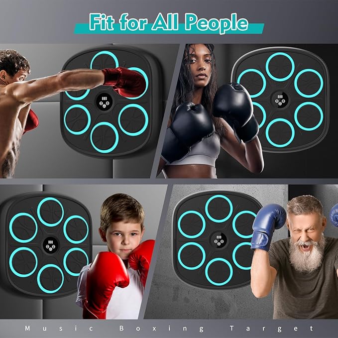 Music Boxing Machine, Wall Mounted Punching Bag with Bluetooth, Boxing Training Workout Equipment with Gloves, Ideal Gift for Kids and Adults, Home, Office and Gym