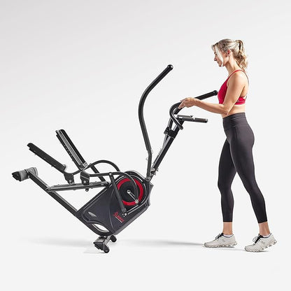 Sunny Health & Fitness Elliptical Exercise Machine, Silent Training, Long Stride Full Body Workout, Adjustable Resistance, Pulse Sensor, SunnyFit App via Bluetooth, Electric or Manual