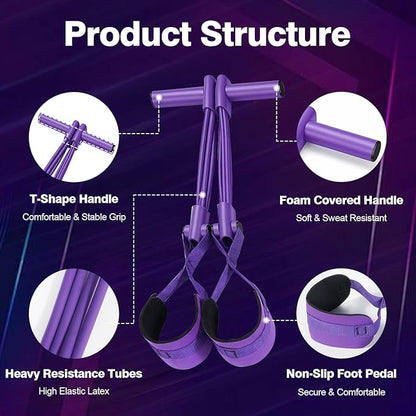 Resistance Bands with Handles, 8-Tube Heavy Duty Exercise Bands for Full Body Workout, Strength Training Bands for Arms, Legs, Abs & Home Gym