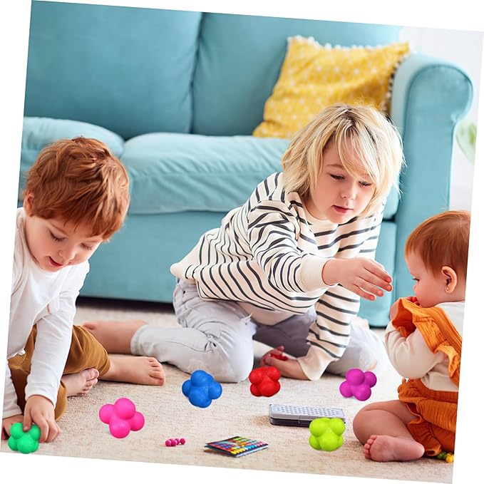 6 Pcs Hexagonal Reaction Training Balls Indoor Agility Fitness Equipment with Colorful Design for Hand Eye Coordination and Reflex Improvement