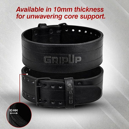Powerlifting Belt 10mm Thick Genuine Leather 4” Heavy Weight lifting Gym Belt Back Support Strength Training Squats Workouts Fitness Bodybuilding Deadlifts Weightlifting Men Women