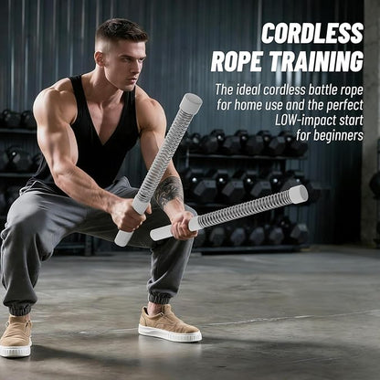 Cordless Ropeless Battle Ropes for Home Gym – Portable Weighted Workout Rope for HIIT, Cardio & Strength Training, Low-Impact Full Body Exercise Equipment for Men & Women