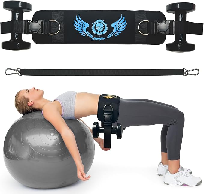 Jupiter 2-in-1 Hip Thrust Belt for Women & Men – Heavy Duty Glute Workout Equipment for Dumbbell, Kettlebell & Plate Exercises – Supports 300 lbs – Weighted Dip Belt for Home & Gym Workouts