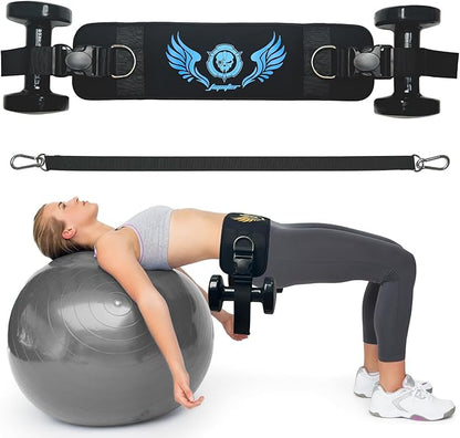 Jupiter 2-in-1 Hip Thrust Belt for Women & Men – Heavy Duty Glute Workout Equipment for Dumbbell, Kettlebell & Plate Exercises – Supports 300 lbs – Weighted Dip Belt for Home & Gym Workouts