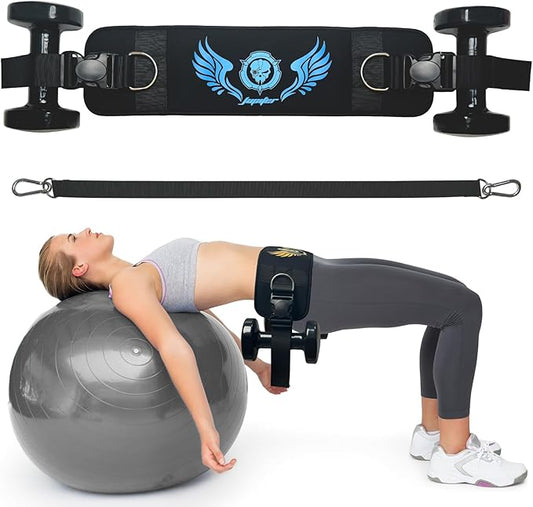 Jupiter 2-in-1 Hip Thrust Belt for Women & Men – Heavy Duty Glute Workout Equipment for Dumbbell, Kettlebell & Plate Exercises – Supports 300 lbs – Weighted Dip Belt for Home & Gym Workouts