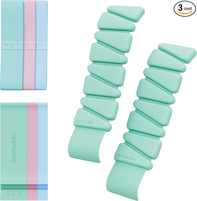 BetterMe Pilates Travel Kit – Pilates Loop Bands, Weight & Resistance Bands – Portable Pilates Kit for Women – Compact Home & Travel Workout Equipment Set