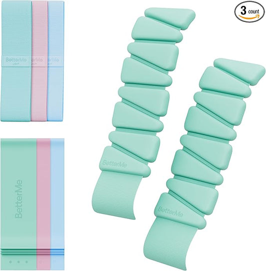BetterMe Pilates Travel Kit – Pilates Loop Bands, Weight & Resistance Bands – Portable Pilates Kit for Women – Compact Home & Travel Workout Equipment Set