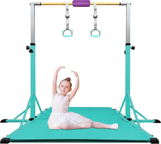 86 York Gymnastics Bar for Kids Ages 3-20, 5FT Base Length, 42" to 63" Adjustable Height, Horizontal Bar, Kip Bar for Gymnast, Gymnastic Training Equipment for Home, Gym Center