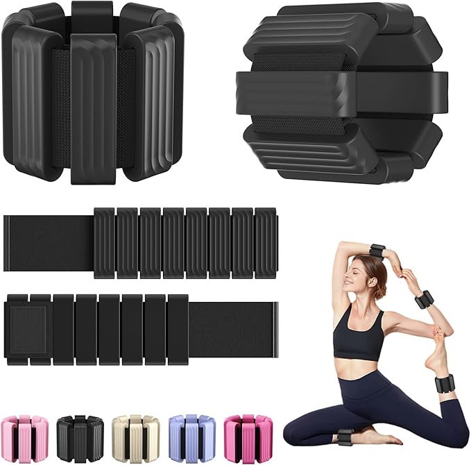 Pilates Wrist and Ankle Weights for Women - Adjustable Weighted Bangles for Men, 2 lbs Weighted Arm Bands Foot Leg Weights for Walking, Yoga, Training, Exercise, Running, Set of 2 (1LB Each)