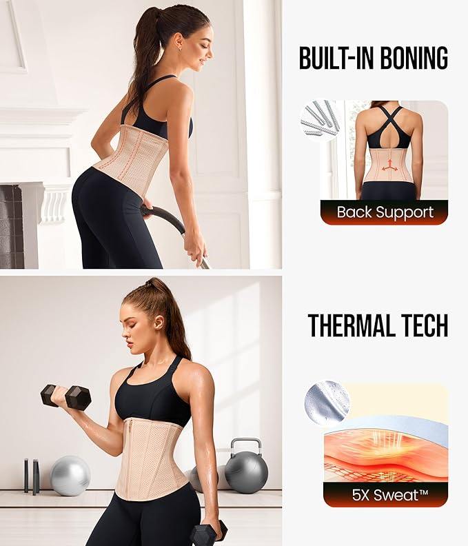 Junlan Sweat Waist Trainer for Women - Corset Sweat Band for Working Out
