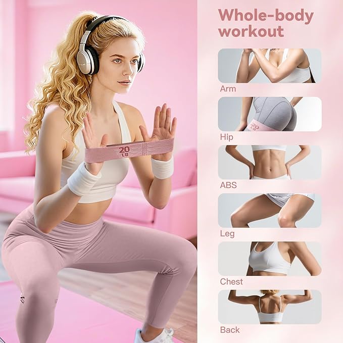 Resistance Bands Set, 3 Levels Non-Slip Workout Bands for Glutes & Legs, Durable Wide Elastic Fitness Bands for Women Men, Home Gym, Yoga