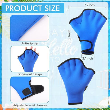 4Pcs Aquatic Exercise Water Weights Equipment, Including 1 Swimming Belt, 2 Pcs Foam Water Dumbbells 1 Pair Swimming Gloves Pool Exercise Equipment for Adults for Training Workouts