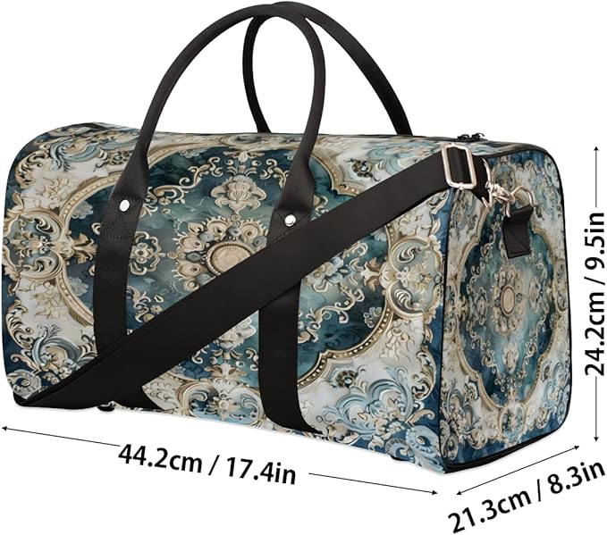 Travel Duffel Bag Flowers Patterns Carpet Sport Tote Gym Bag Waterproof Foldable Carryon Weekend Overnight Training Handbag Sports Duffle Bags for Women Men Boys Girls
