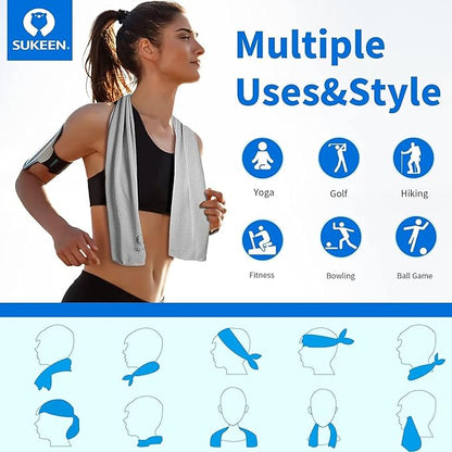 Sukeen Cooling Towel (40"x12"), Ice Towel, Soft Breathable Cooling Towels for Hot Weather, Gym Towels for Sport, Yoga, Running, Workout, Camping, Fitness,Workout & More Activities