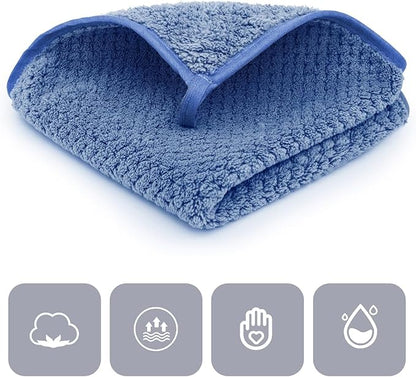6 Pack Washcloth Set Towels - Quick Drying & Absorbent Microfiber Gym Towels 13x13 inches - Lightweight & Thin Yoga Towels - Multi-Purpose Camping Towels for SPA, Hotel & Bathroom, Blue