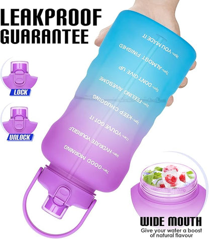 HydroPal 1 Gallon Water Bottles with Straw, 128 oz Water Bottle BPA Free Innovative 2-IN-1 Lid Gym Bottle with Times to Drink Motivational, Large for Sports Fitness Camping Water Jug （13.8X5.5 inch）