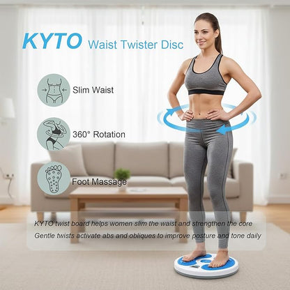 KYTO Waist Twister Disc – Core Trainer Board with Digital Counter, Ab Workout Equipment with 360° Rotation, Non-Slip Foot Massage Design for Home, Office Fitness