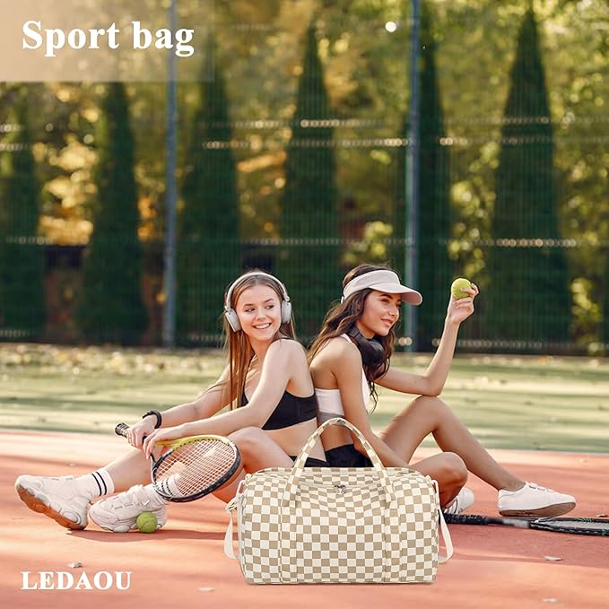 Gym Bag Sports Duffle Bag with Wet Pocket Weekender Overnight Bag with Waterproof Shoe Pouch and Air Hole for Girls Kids Women Travel Workout Bag