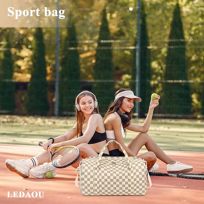 Gym Bag Sports Duffle Bag with Wet Pocket Weekender Overnight Bag with Waterproof Shoe Pouch and Air Hole for Girls Kids Women Travel Workout Bag