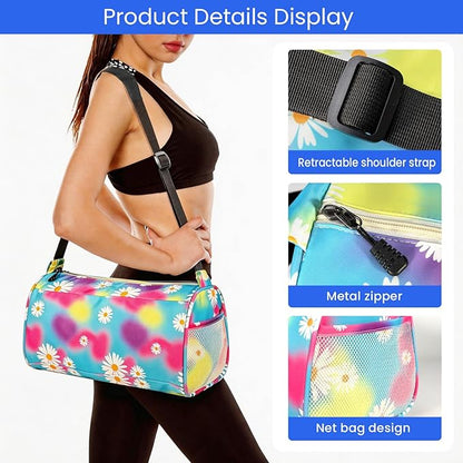C&F BOGMOST Small Gym Bag for Women & Men,Small Lightweight Duffel Bag Carry On Bags Mini Duffel Travel Bag Waterproof Sports Bags for Workout/Sport/Trave,Colorful Flowers