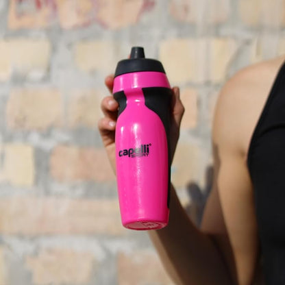 Capelli Sport Sports Water Bottle, Plastic Squeeze Water Bottle with Easy Open Nozzle and Grip Panels, Pink