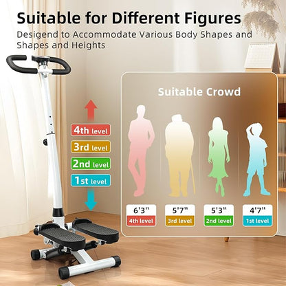 Stepper for Exercise at Home, Adjustable Tension and Handlebar, 300LBS MAX Weight Capacity with Resistance Bands, Stair Stepper Fitness Equipment for Women Men Daily Cardio Workout