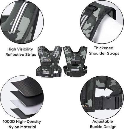 APEXUP Adjustable Weighted Vest Men 20lbs/30lbs/40lbs Weights with Reflective Stripe, Weight Vest Woman Workout Vest for Strength Training Running Walking