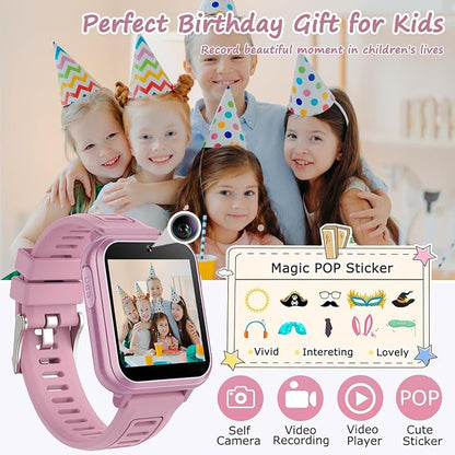 Smart Watch for Kids with 39 Games HD Touch Touchscreen Alarm Clock, Camera Music Player Pedometer Flashlight 12/24 hr Video & Audio Recording, Toys Gift for 3-12 Years Old Girls