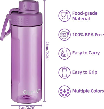 OLDLEY Water Bottles 20oz BPA Free Tritan Water Bottle with Carry Handle and Spout Lid, Leakproof Kids Water Bottle for Home,Travel, School, Outdoors, Dark Purple