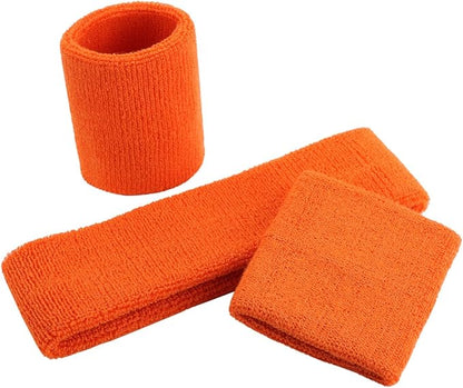 ONUPGO Sweatband Set Sports Headband Wristband Set Sweatbands Terry Cloth Wristband Wrist Sweatband Headbands Moisture Wicking Sweat Absorbing Head Band