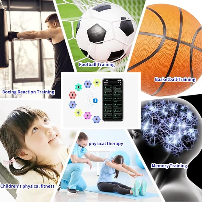 Reaction Training Light Speed Agility Improvement Reaction Lights Training Pods for Soccer Basketball Boxing Training (8 Lights/Set)