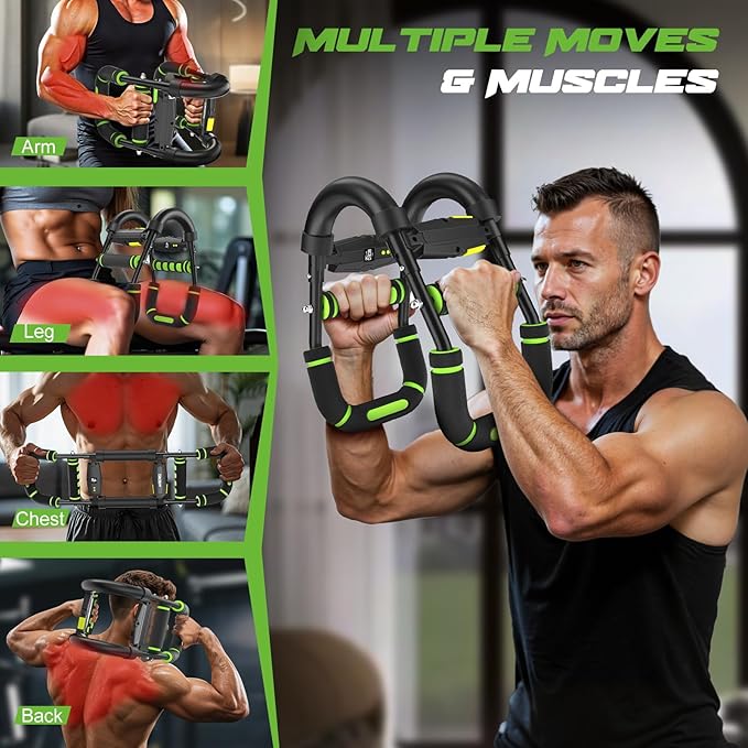 Twister Arm Trainer for Men, Chest Workout Equipment 5-Level Adjustable (40-130lb) with Ergonomic 27° Targets Biceps/Clip/Thigh, Portable Exerciser for Home Gym Travel Fitness