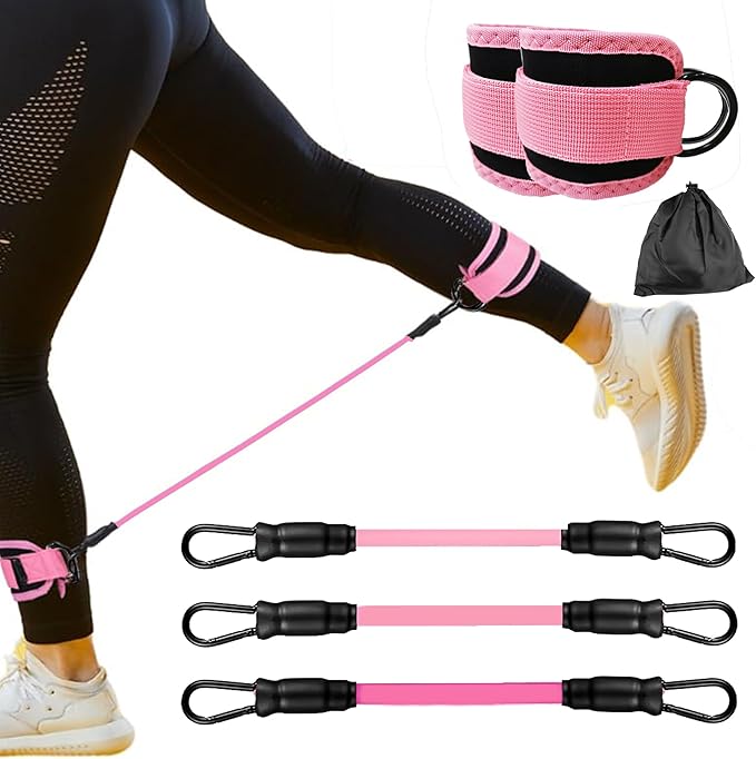 Ankle Resistance Bands with Cuffs, Home Gym Workout Equipment, Lifting Glute Butt Exercise Equipment for Women, Ankle Weights Fitness Band Set