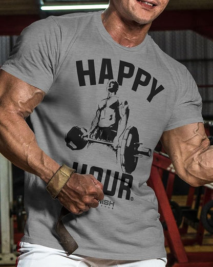 Gymish Lifestyle Happy Hour Deadlift Work Out T-Shirt, Weightlifting Gym Shirts