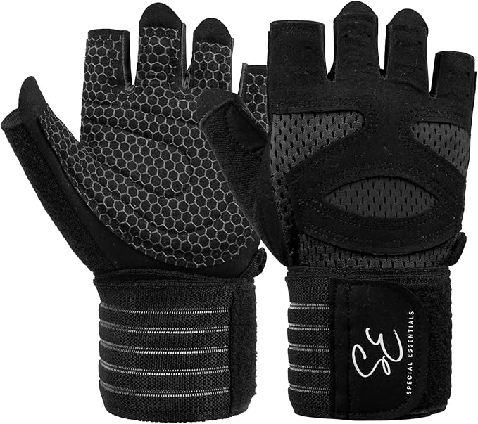 Special Essentials Weight Lifting Gloves for Men & Women – Fingerless Workout Gloves with Non-Slip Grip & Palm Padding for Gym, Training, Cycling & Fitness