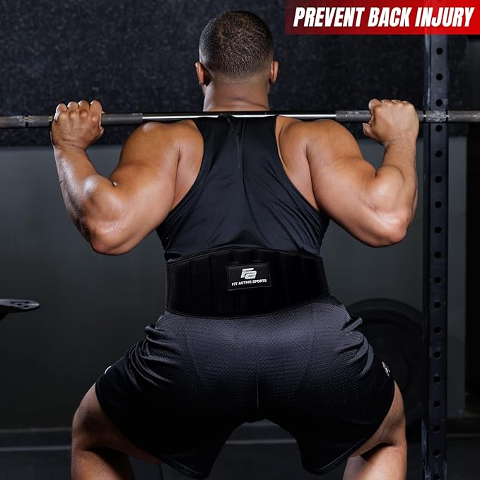 Fit Active Sports Professional Neoprene Weight Lifting Belt for Men and Women | Durable, Comfortable, and Fully Adjustable with Buckle | Maximum Back Support and Injury Prevention