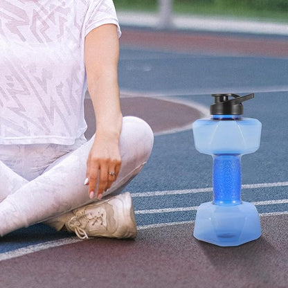 Large Capacity Sports Water Bottle with Hinged Cap and Silicone Seal, Blue Fitness Water Kettle for Running and Outdoor Exercise