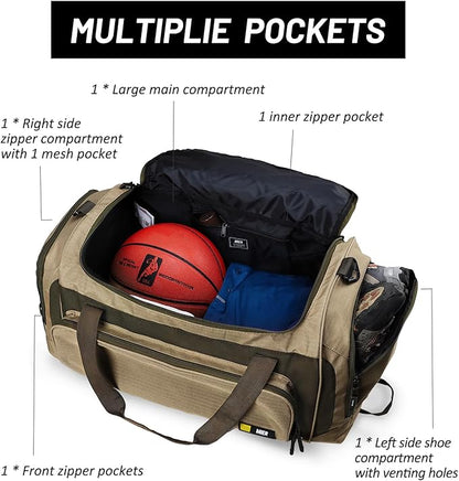 MIER Large Gym Bag for Men Sports Duffle Bag with Shoe Compartment 60L Lightweight Duffel Bags for Workout Fitness Travel, Blue