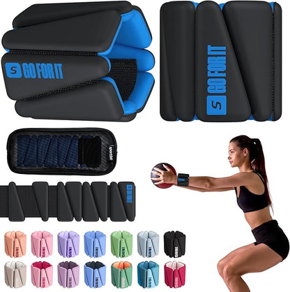 SPORTBIT Wrist and Ankle Weights for Women - Set of 2 (1lb Each) Wearable Ankle & Wrist Weights - Leg & Arm Bands, Silicone Weighted Bracelets for Workout, Walking, Running, Yoga, Pilates