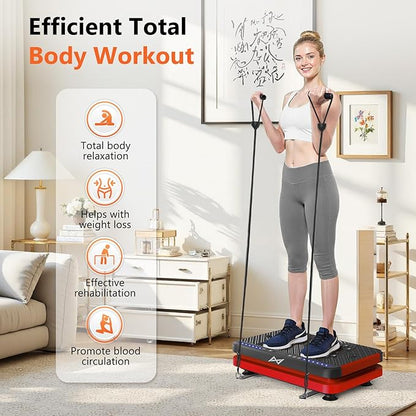 AXV Vibration Plate Fitness Platform Exercise Machine Vibrating Shaking Full Body Shaker Workout Vibrate Stand Shake Board Sport Gym for Weight Loss Fat Burner for Women Men